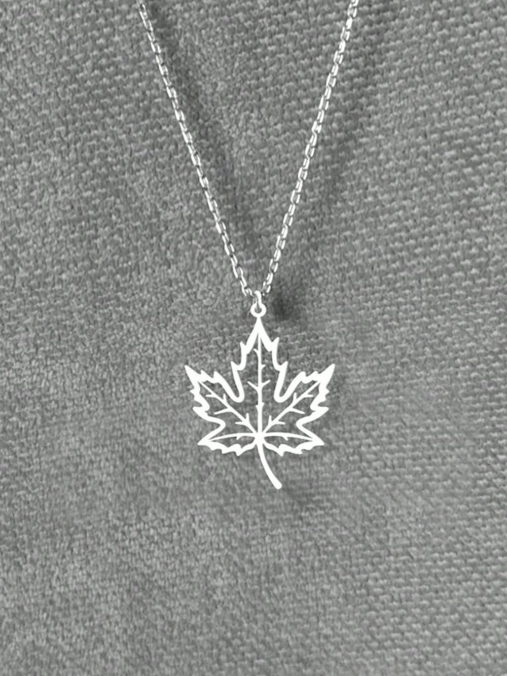 Silver Minimalist Leaf Necklace, Maple Leaf Pendant, Nature Style